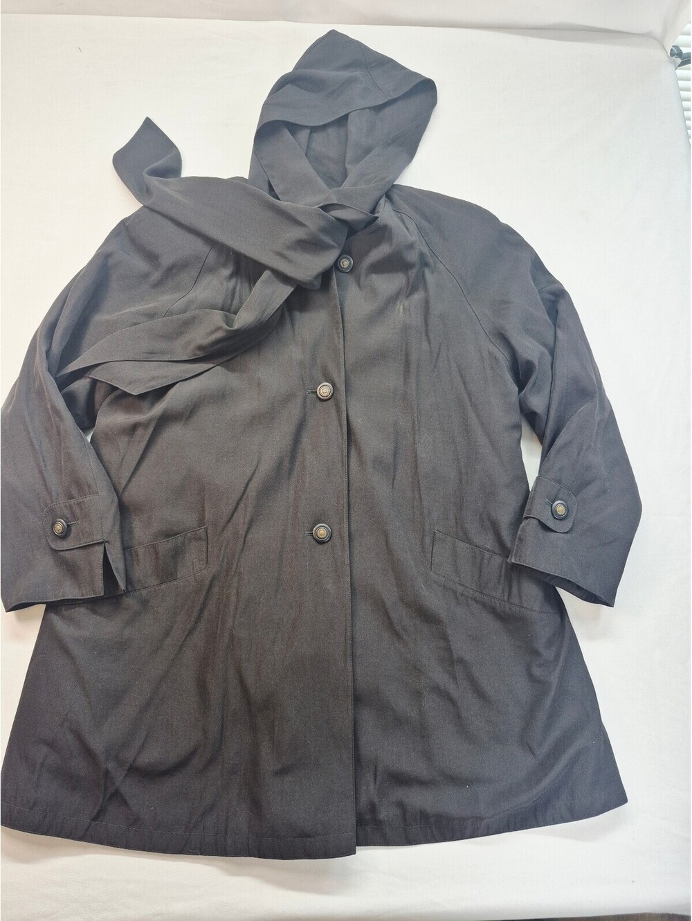 Vintage Gallery Women's Small Trench Jacket Removable Lining Hood Scarf Wrap